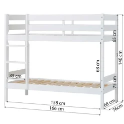 Køjeseng inkl. bund, Eco comfort 70x160 cm. - Hvid