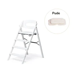 Klapp højstol foldbar bøg inkl. pude - hvid