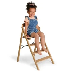 Klapp højstol foldbar eg inkl. pude - natur