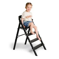 Klapp højstol foldbar eg inkl. bøjle og bakke - sort