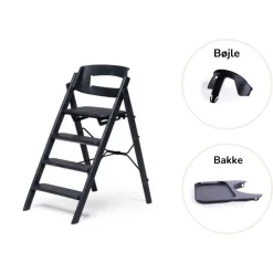 Klapp højstol foldbar genbrugsplast inkl. bøjle og bakke - sort