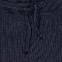 Klassisk merino rib leggings m. bindebånd - unisex - MØRKE BLÅ