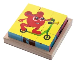 Klodspuslespil i træ med 6 forskellige motiver