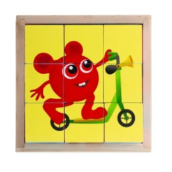 Klodspuslespil i træ med 6 forskellige motiver