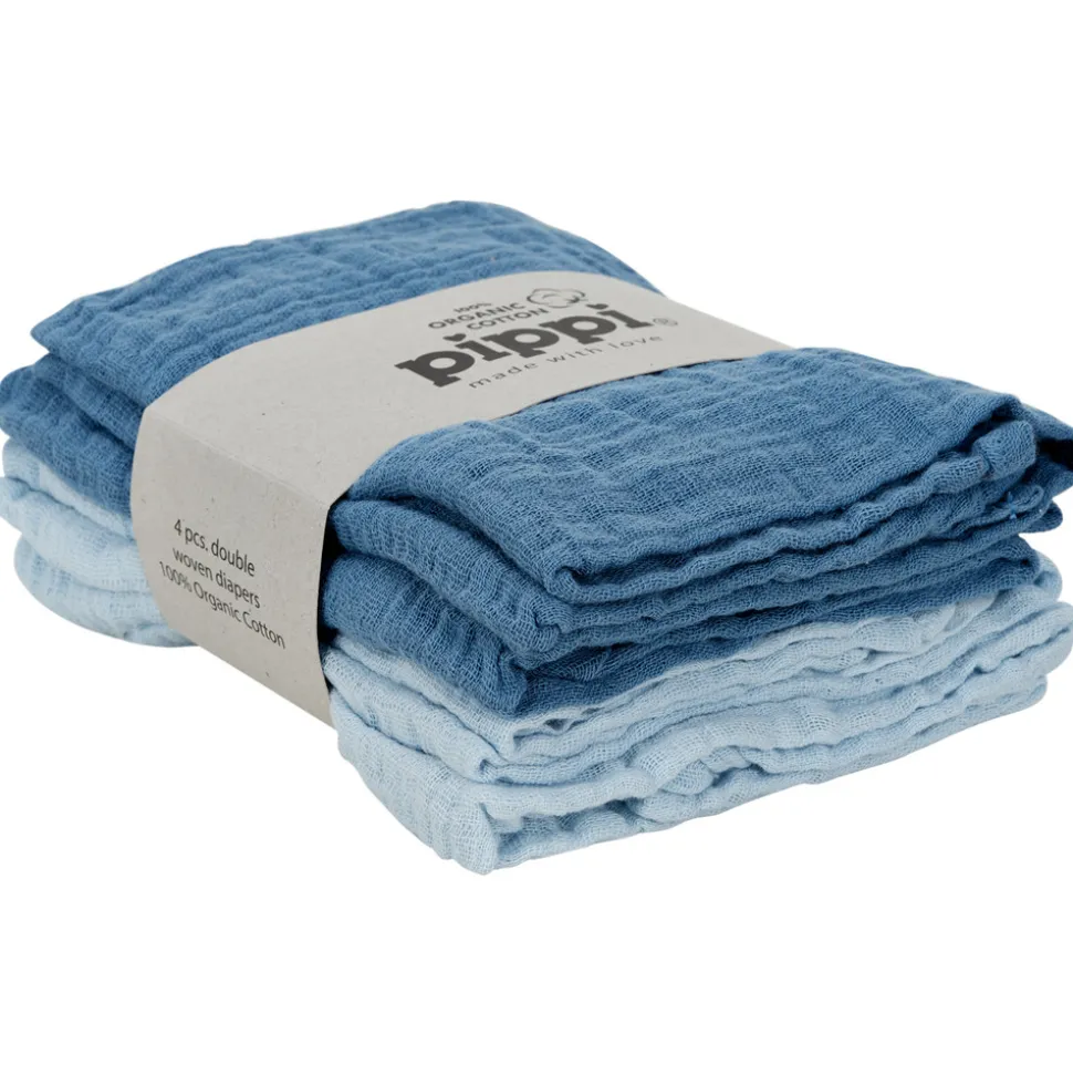 Øko Stofbleer (4-pak) - Lyseblå/Blå