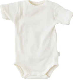 Kort Ærmet Body i Rib - Joha Uld - Natur