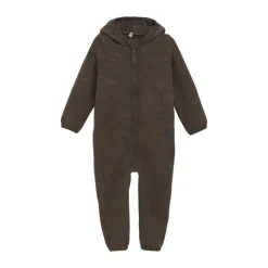 Køredragt m. ører Uld Fleece - Brown Melange