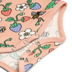 Langærmet body med jordbær - 536