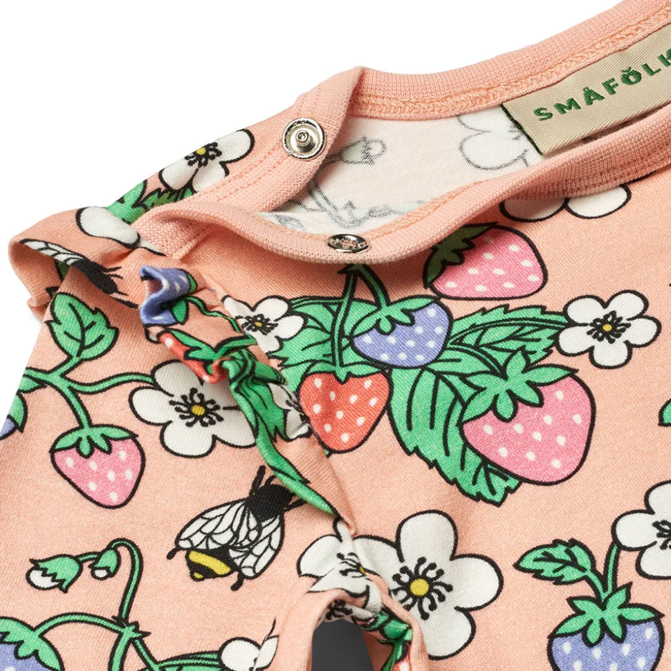 Langærmet body med jordbær - 536