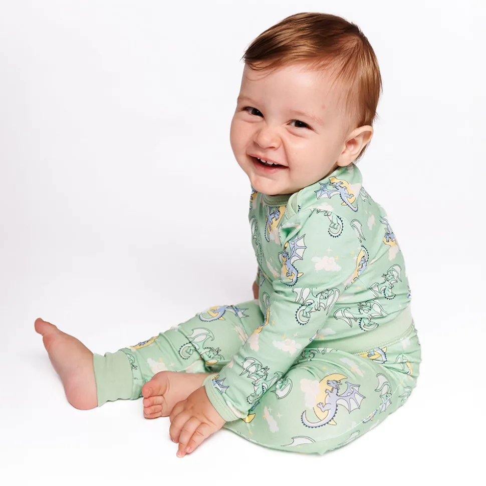 Langærmet body med sovende drager - 827