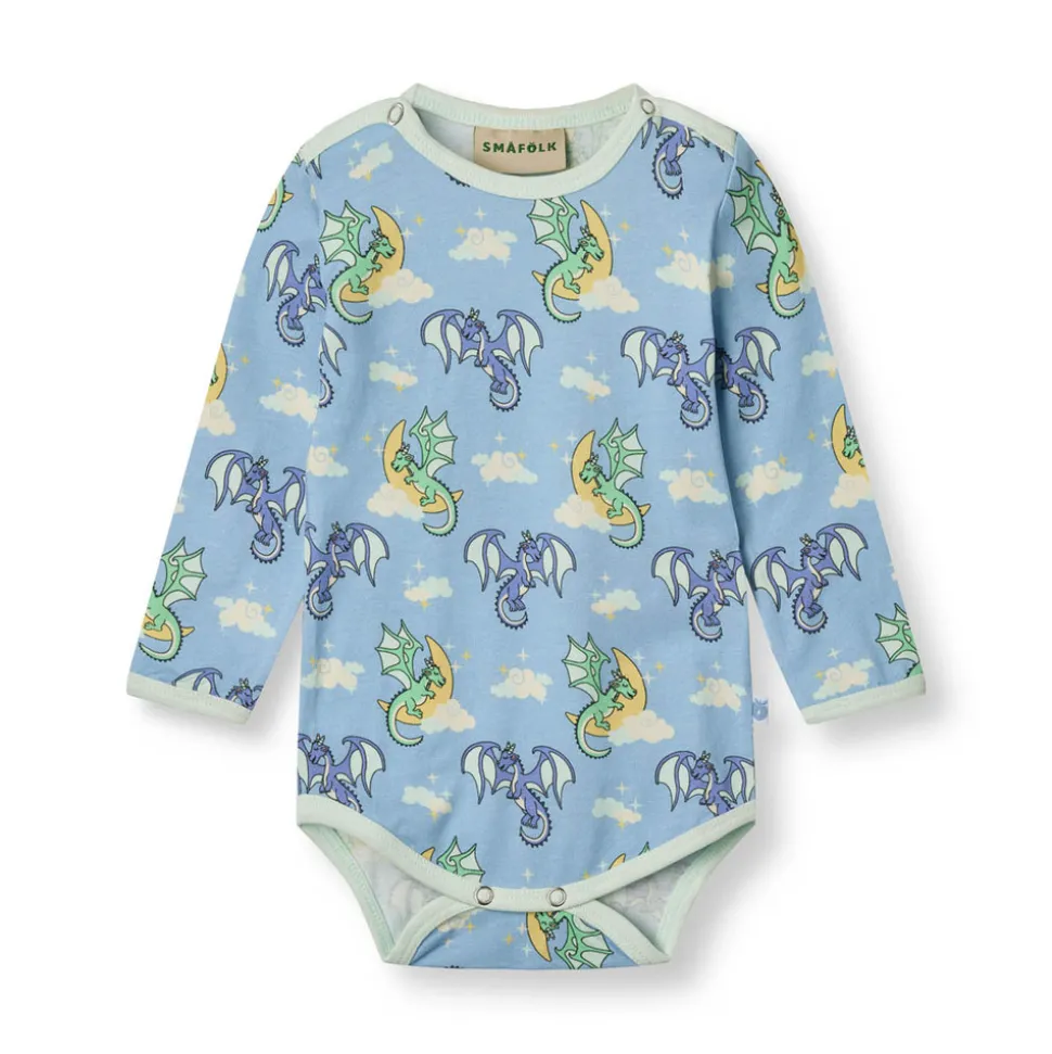 Langærmet body med sovende drager - 737