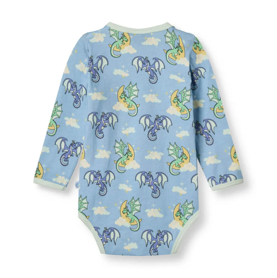 Langærmet body med sovende drager - 737