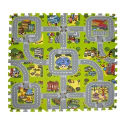 Legegulv med vej og by skum. 9 felter