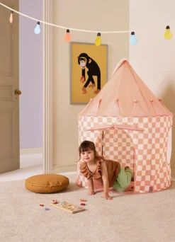 Legetelt,Abrikos med tern,100x130 cm