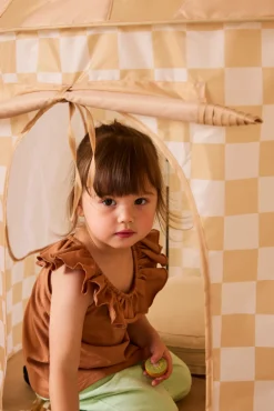 Legetelt,Gul med tern,100x130 cm