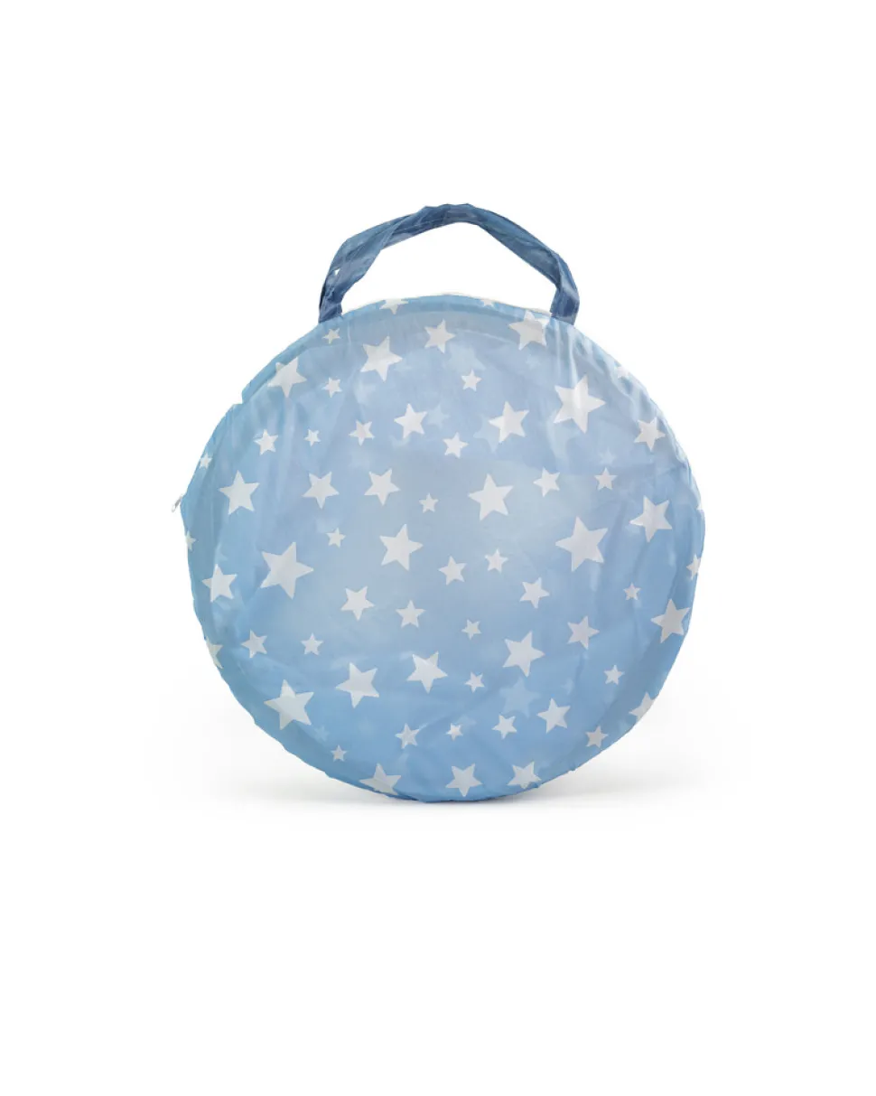 Legetunnel, blå m. hvide stjerner