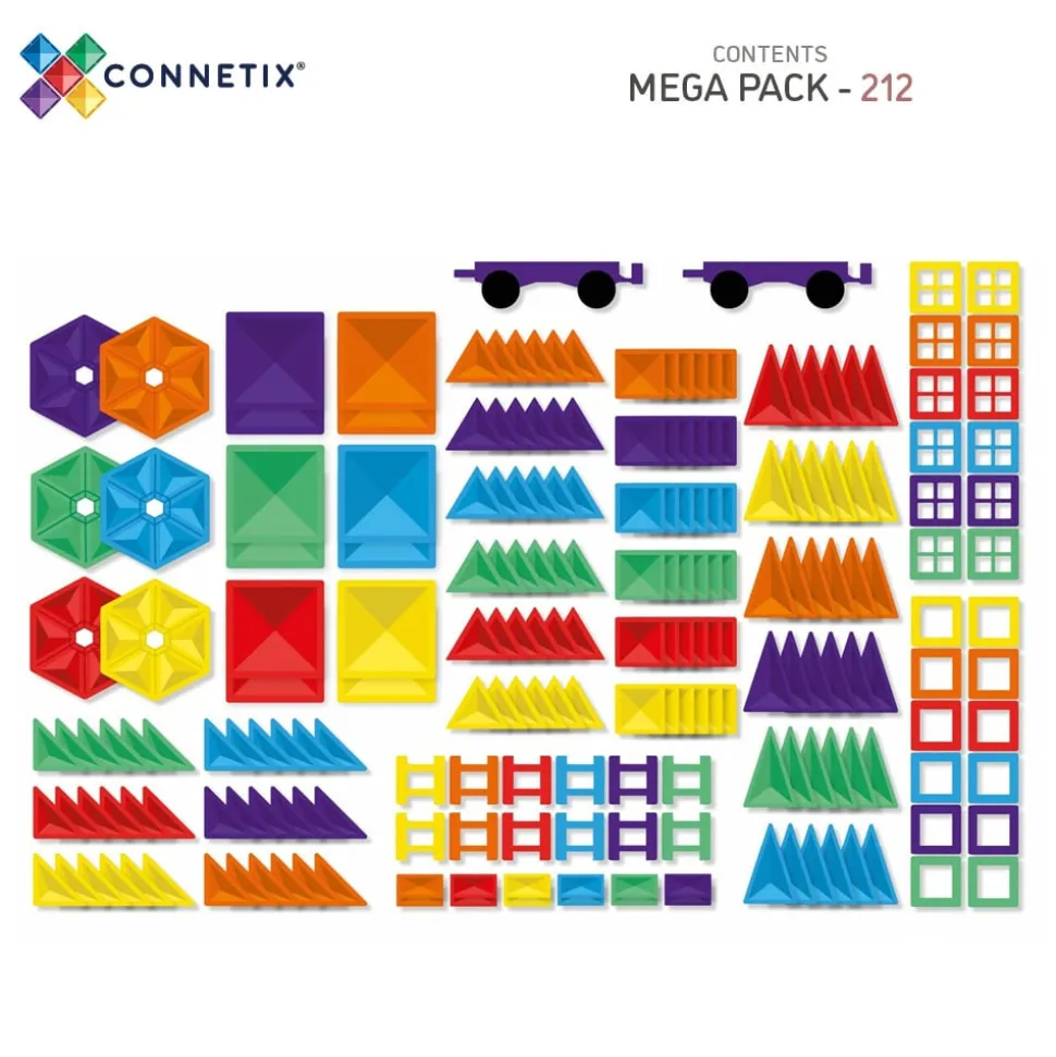 Mega Pack - magnetsæt 212 dele - rainbow