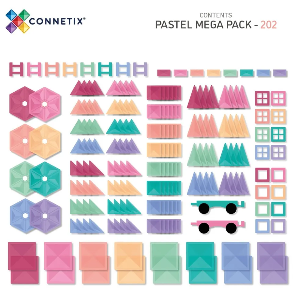 Mega Pack - magnetsæt 202 dele - pastel