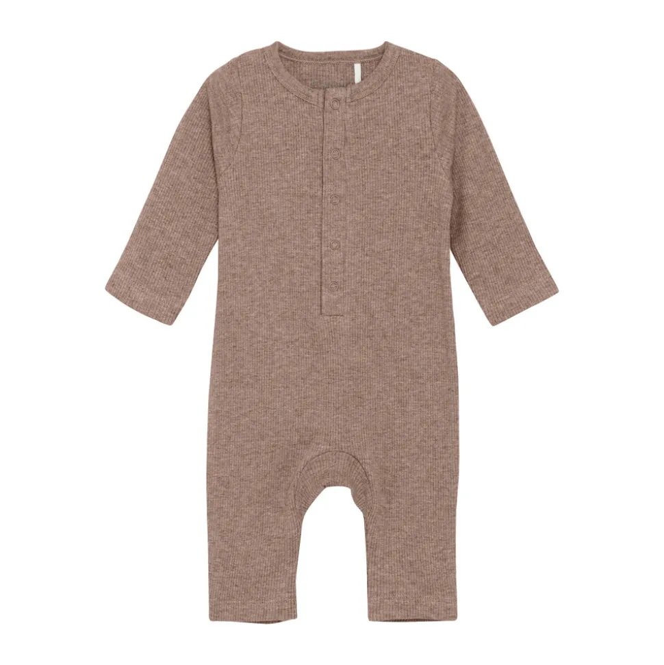 Melange Rib Romper Langærmet - 2813
