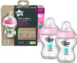 Natural start sutteflaske 2 x 260 ml - deco pink