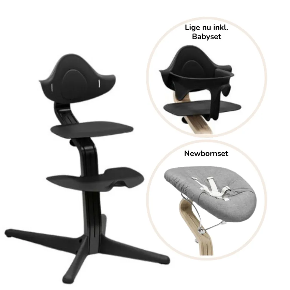 Nomi bundle - Højstol, Newborn sæt og babysæt - sort/sort
