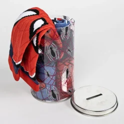 4-pak strømper i sparegris - Spiderman - RØD/BLÅ