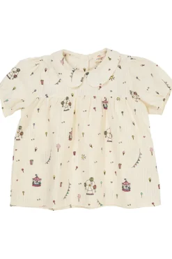 Printed bluse m. krave - TIVOLI