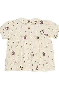 Printed bluse m. krave - TIVOLI