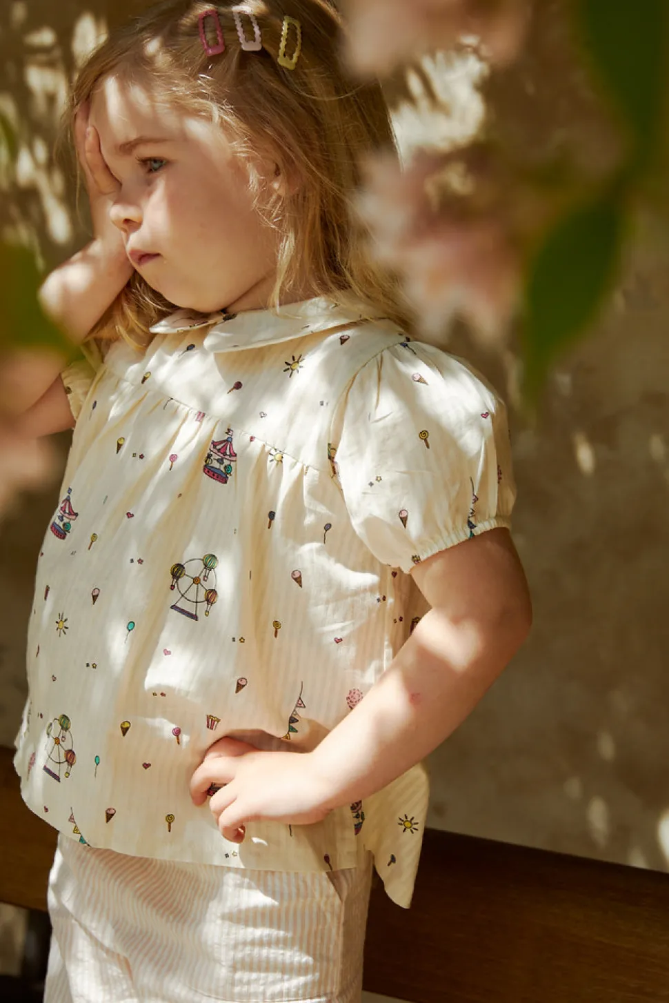 Printed bluse m. krave - TIVOLI