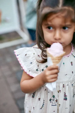 Printed kjole m. flæser - TIVOLI