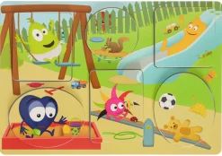 Puslespil i træ med legepladsmotiv