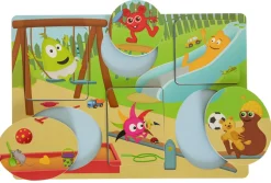 Puslespil i træ med legepladsmotiv