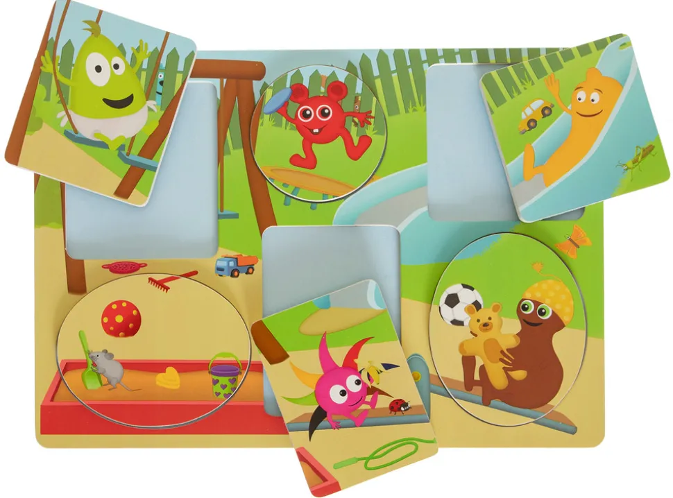 Puslespil i træ med legepladsmotiv