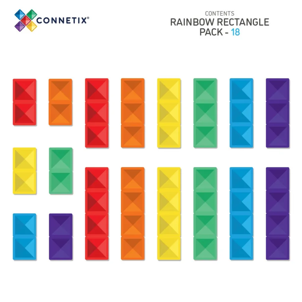 Ractangle Pack - magnetsæt 18 dele - rainbow