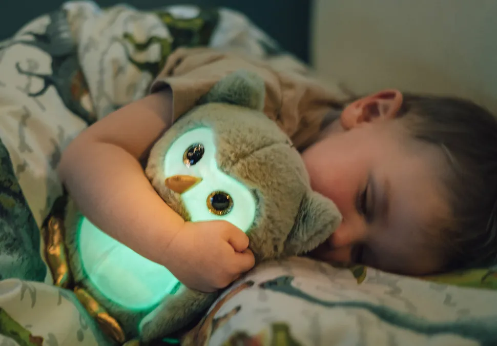 Selvlysende Ugle, plysdyr grøn, 25 cm