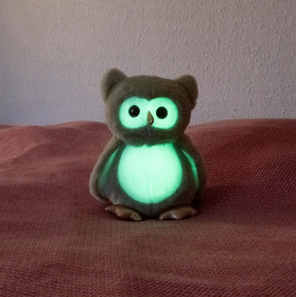 Selvlysende Ugle, plysdyr grøn, 25 cm