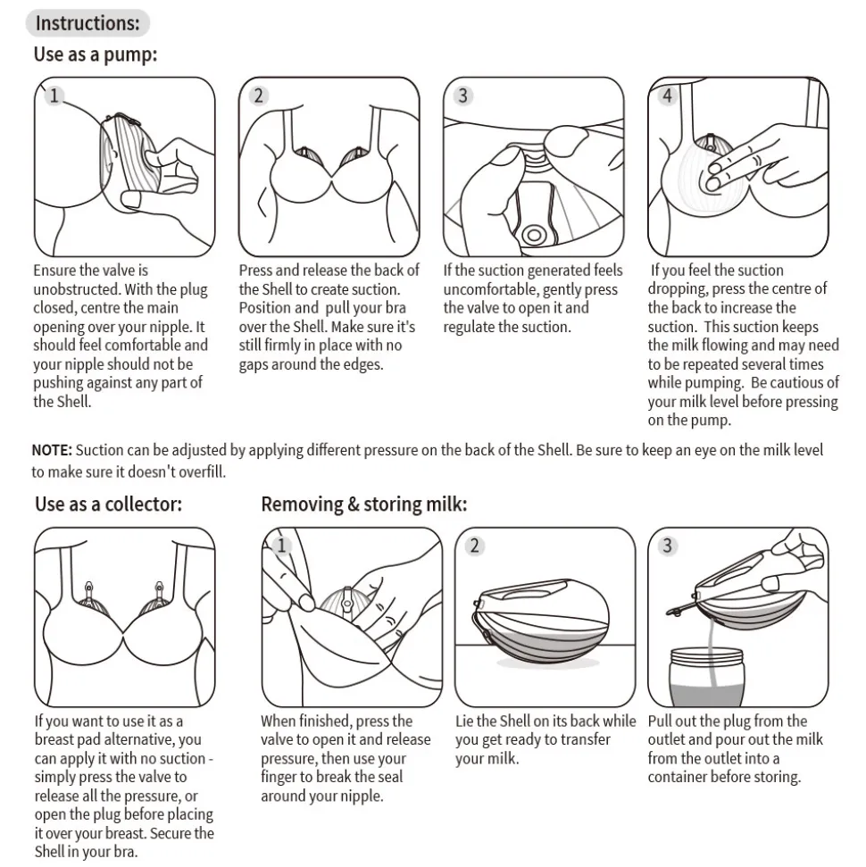 Shell Silikone Brystpumpe 120ml - 2-pak