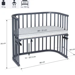 Side by side seng Maxi - Grå