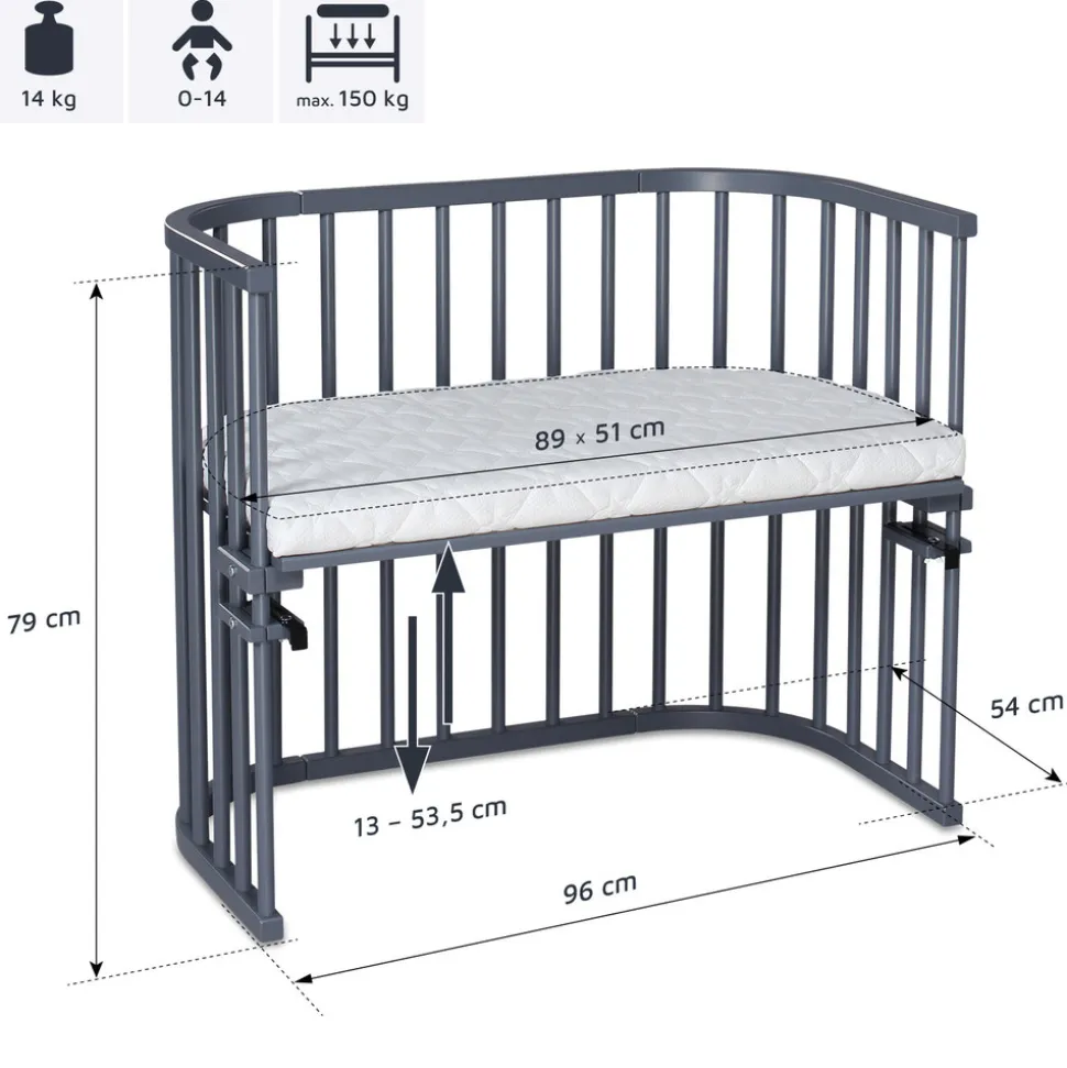Side by side seng Maxi - Grå
