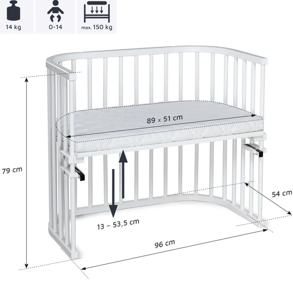Side by Side seng, Maxi - Hvid