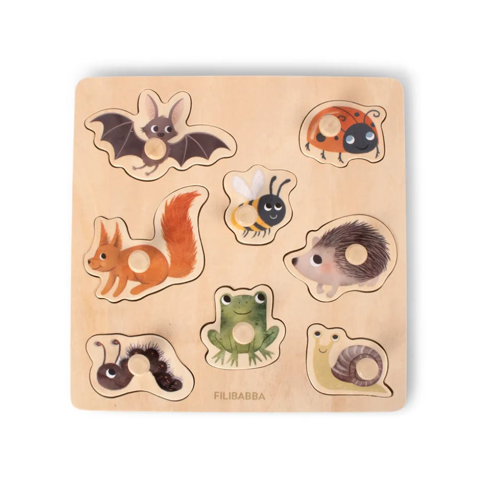 Silhouette-puslespil i træ - Skovens dyr