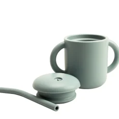 Silicone Kop med sugerør og dobbelt håndtag Blå
