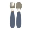 Silikone Ske + gaffel - blå