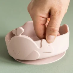 Silikone Stick & Stay skål og babyske Wally - Blå