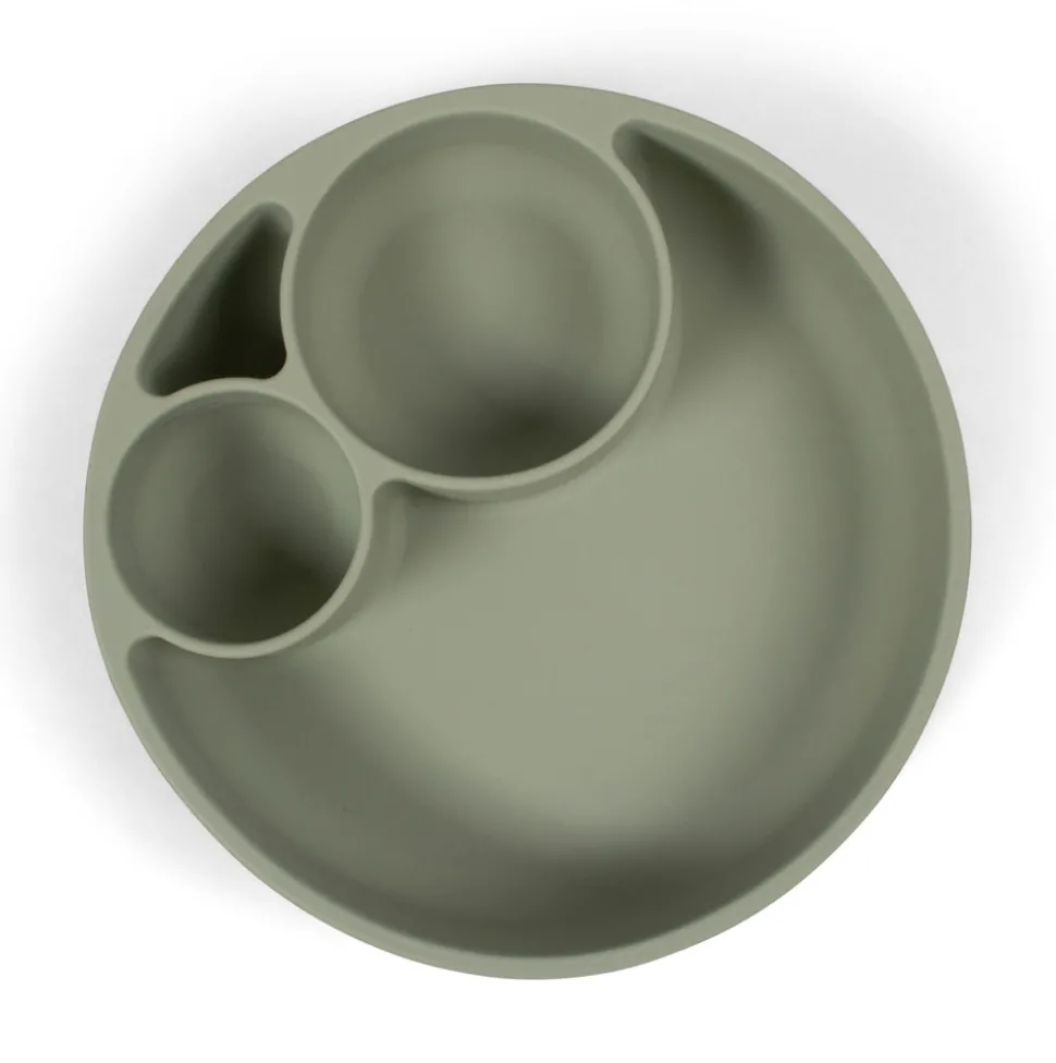 Silikone tallerken ruminddelt - green