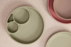 Silikone tallerken ruminddelt - green