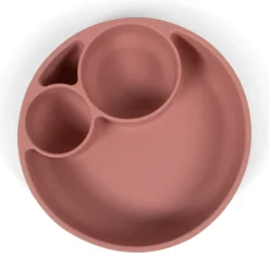 Silikone tallerken ruminddelt - rose