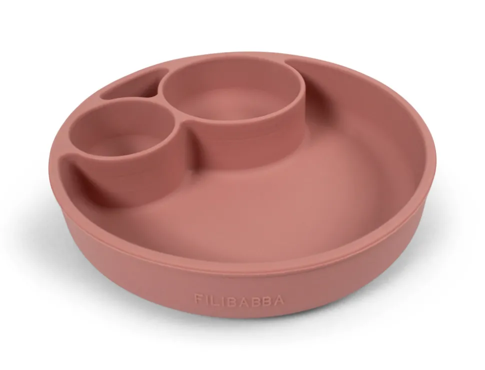 Silikone tallerken ruminddelt - rose