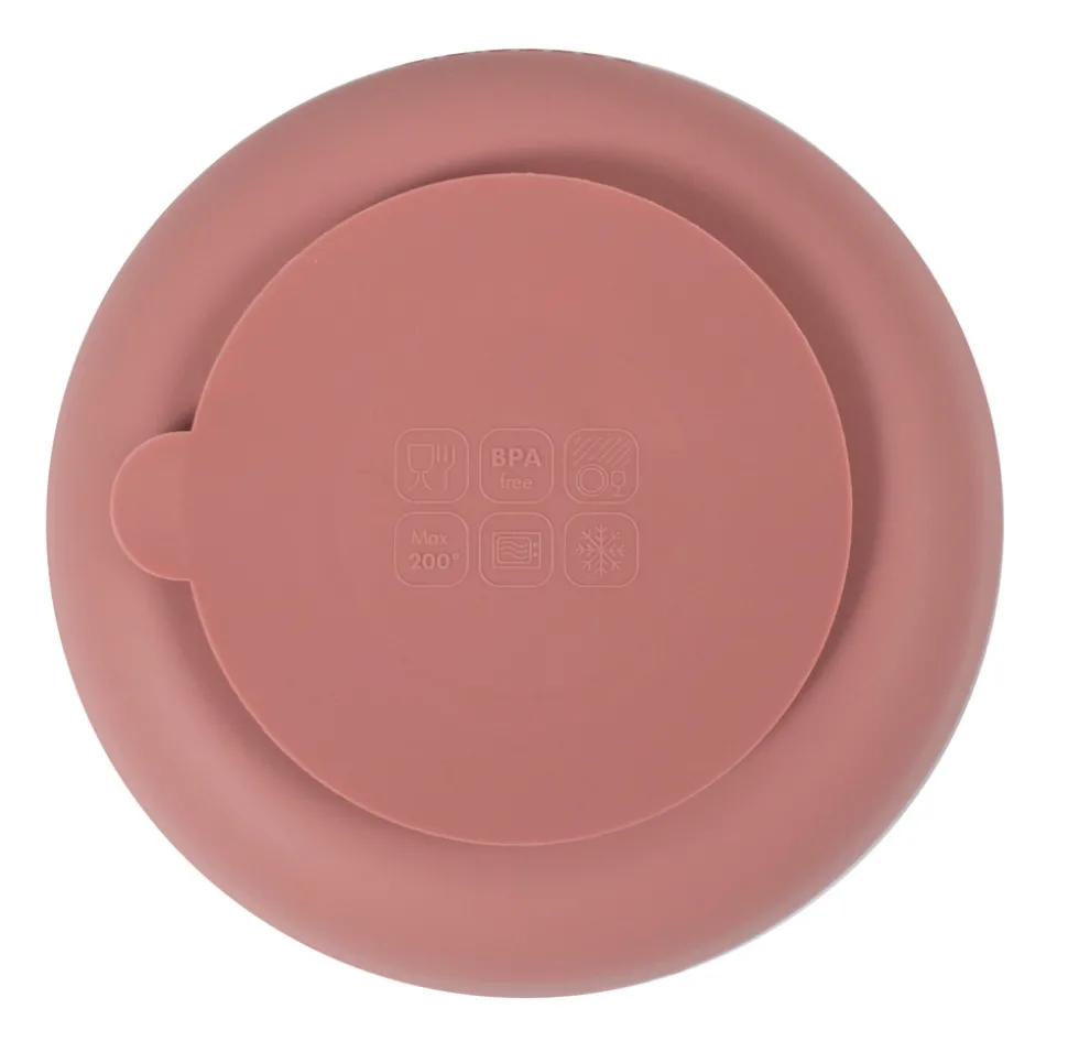 Silikone tallerken ruminddelt - rose