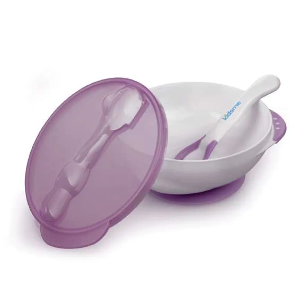 Skål m. sugekop og temperaturske - Plum